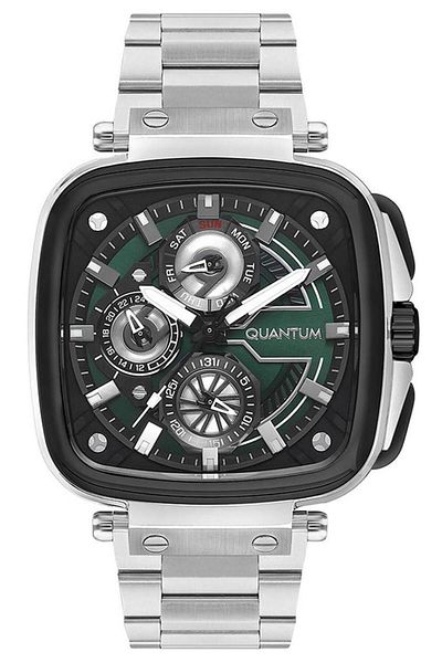 Quantum PWG1092.370 كوارتز 45 ملم فولاذ رمادي أخضر مينا ساعة يد رجالية