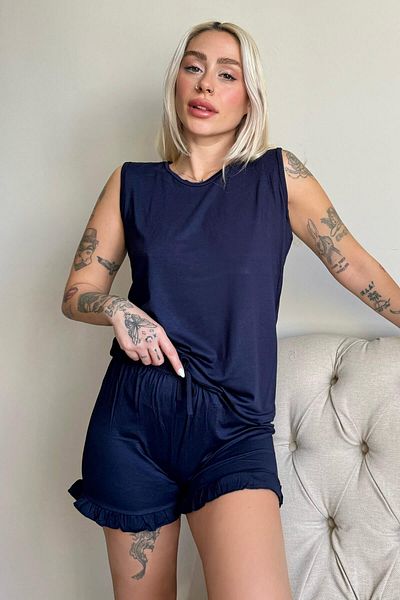 Pijamaevi Dámské pyžamové šortky v námořnické modré Basic bez rukávů