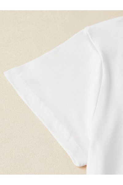 Jose Clothing Μπλουζάκι Unisex Λευκό εμπριμέ από οργανικό βαμβάκι Oversize με κοντό μανίκι