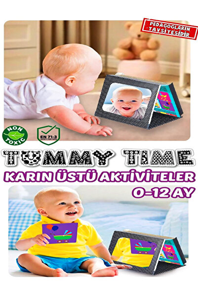AVDA Diytoy Tummy Time Aynalı Ilk Zeka Kartları & Güvenli Bebek Aynası - Eğit...