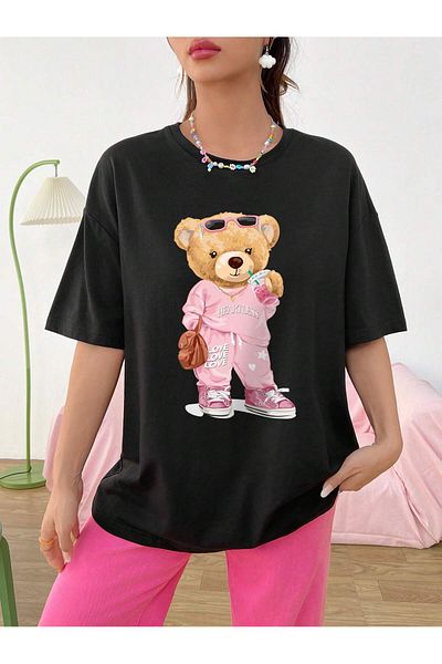 Jose Clothing Tricou cu mânecă scurtă unisex, cu mânecă scurtă, din bumbac organic, cu imprimeu negru