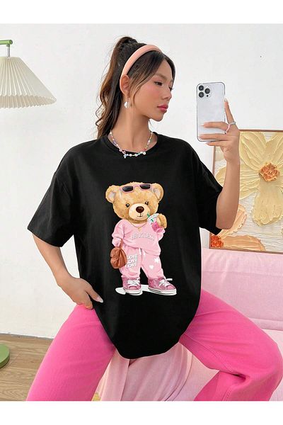 Jose Clothing Tricou cu mânecă scurtă unisex, cu mânecă scurtă, din bumbac organic, cu imprimeu negru