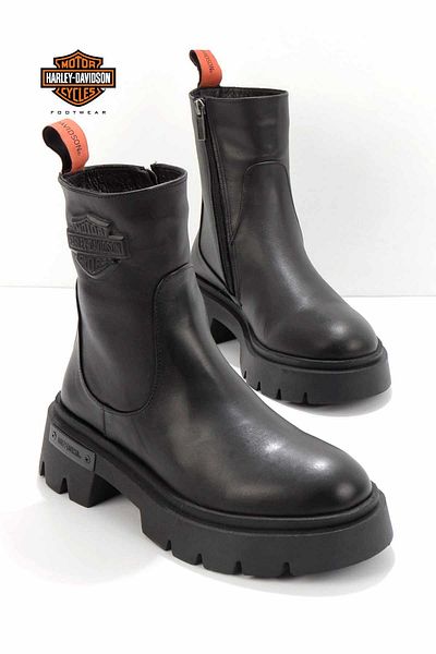 Harley Davidson Μαύρα Δερμάτινα Γυναικεία Μποτάκια & Μποτάκια HD0777263243