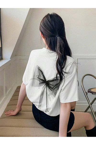 Jose Clothing Μπλουζάκι Unisex με λευκό φιόγκο με στάμπα από οργανικό βαμβάκι με κοντό μανίκι