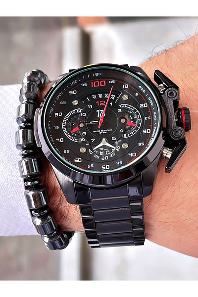 T5 Saat T5 Brand Black Color Inner Parts Active Men's Wrist Watch - Bracelet Gift