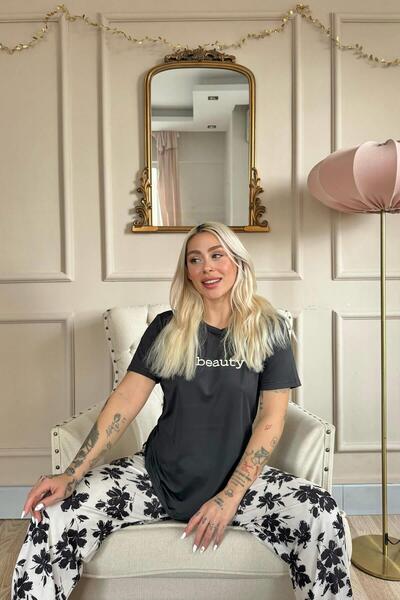 Pijamaevi Pletená dámská pyžamová souprava Black Beauty s krátkým rukávem