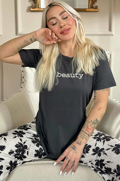 Pijamaevi Pletená dámská pyžamová souprava Black Beauty s krátkým rukávem
