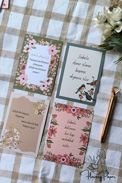 Flowery Paper 4'lü İslami Motto Kartları-A6