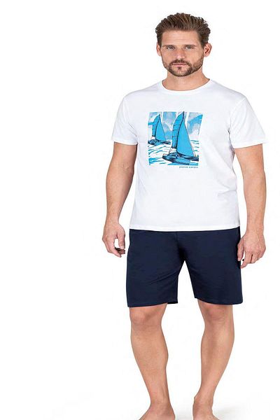 Pierre Cardin 6039 Set de pantaloni scurți albi cu mânecă scurtă pentru bărbați