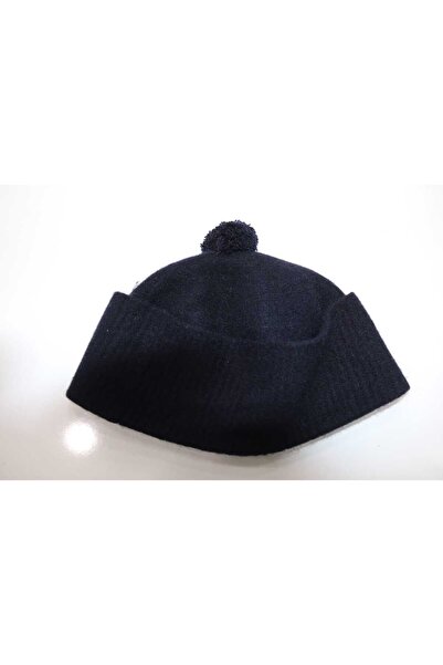 hüseyin ceran قلنسوة من اللباد الأصلي باللون الأزرق الداكن