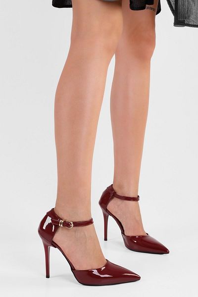 Shoeberry Women's Camalie Claret Red Patent Leather Stiletto