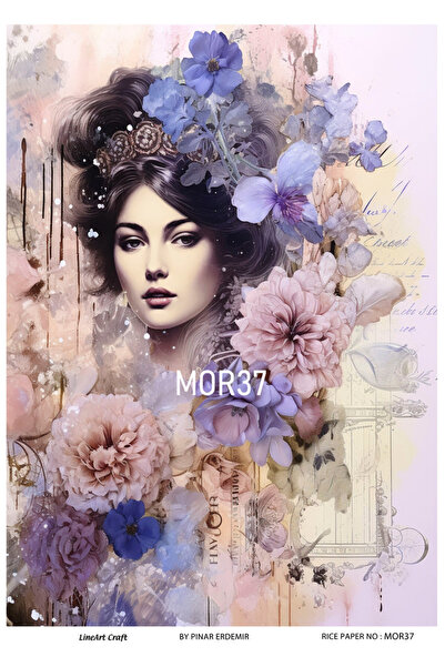 LİNEART Brass Decopage Paper No:Mor37