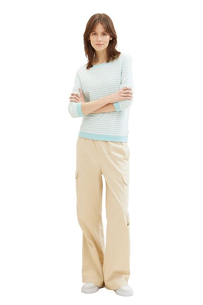 Tom Tailor Denim mint bílá mikina se strukturovaným pruhem pro dospělé