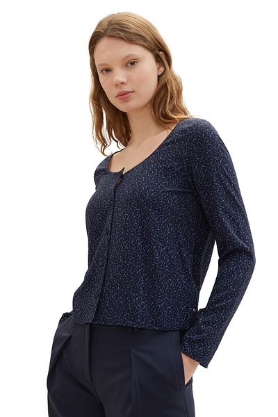 Tom Tailor Denim blůza se snadným zapínáním na knoflíky