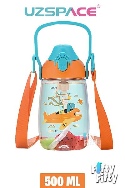 Uzspace 500 ml Children's Tritan Water Bottle with Straw and Neck Strap - Boxed - Ffuz 2201500