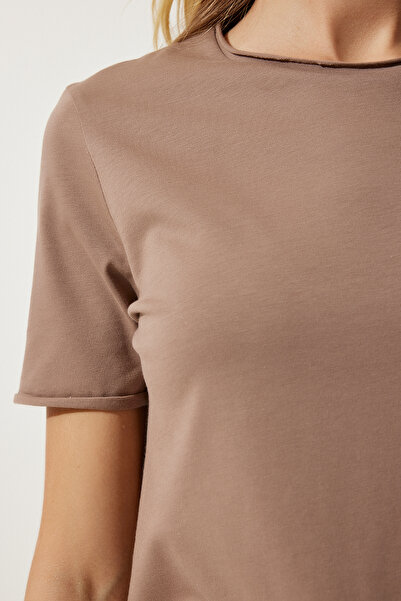 Happiness İstanbul Dámské Pletené tričko Mink Crew Neck Basic UB00229