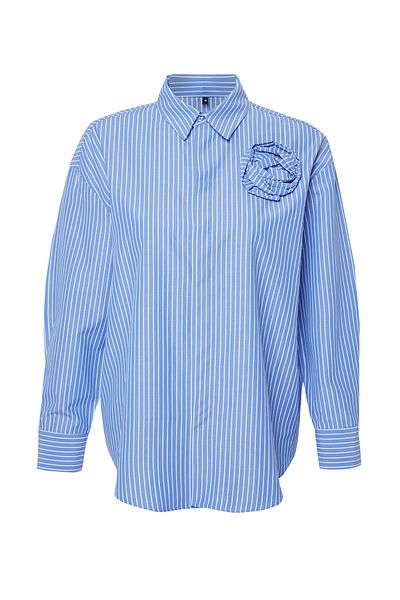Trendyol Collection Koszula tkana w kolorze niebieskim, oversize, w paski, z różami, w limitowanej edycji TWOSS24GO00114