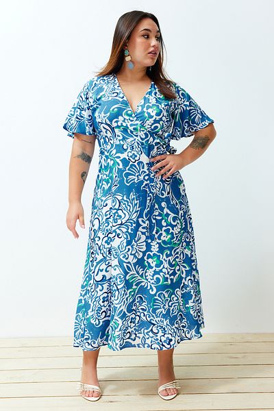 Trendyol Curve فستان منقوش على شكل حرف A - متعدد الألوان، TBBSS24AH00151