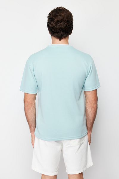 Trendyol Collection Limitierte Auflage - Mintfarbenes Strick-Piqué-T-Shirt mit entspannter Passform TMNSS23TS00079