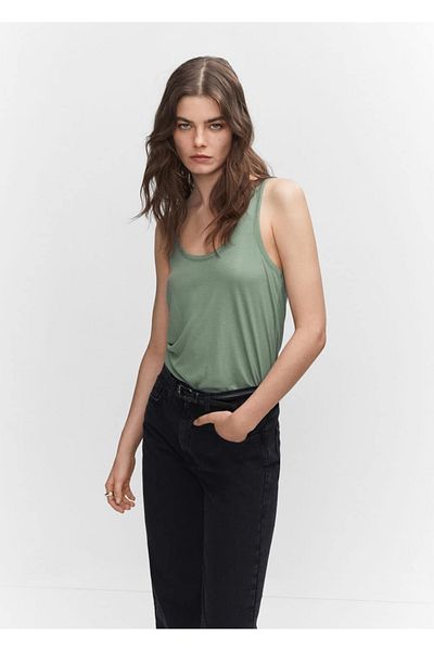 MANGO Woman Drapowana bluzka na ramiączkach