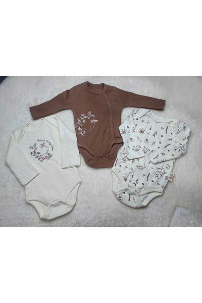 Necix's NECİX'S FLOWER PATTERNED 3-PIECE ZIBIN SET 100% COTTON