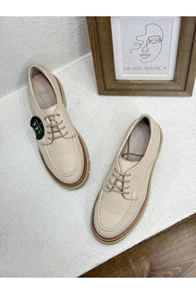 Venüs 2412903Y BAĞCIKLI HAKİKİ DERİ 4 CM KALIN TABAN LOAFER KADIN