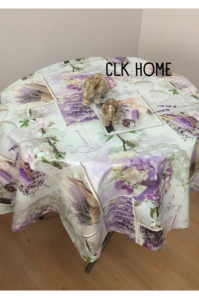 CLK Home 140 cm Mor Silinebilir Pvc Astarlı Yuvarlak Muşamba Masa Örtüsü