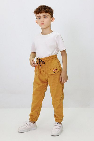 CANBİX Boy's Caped Embroidered Velvet Trousers