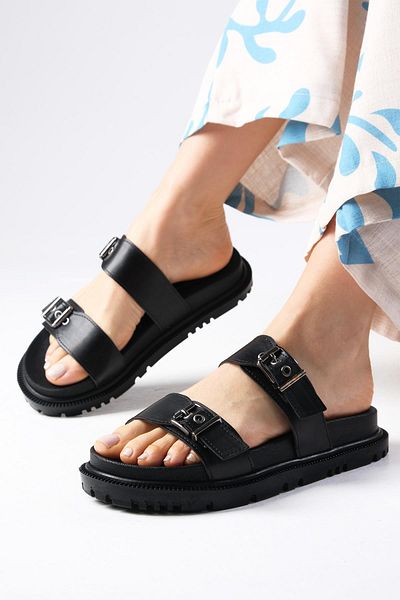 Mio Gusto Rafaela Schwarze Farbe Flache Unterseite Damen Sommer Casual Hausschuhe