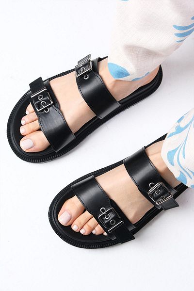 Mio Gusto Rafaela Schwarze Farbe Flache Unterseite Damen Sommer Casual Hausschuhe