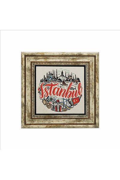 Sadrazam Istanbul Symbolic Places Printed Natural Stone Painting 25X25 Krt-32