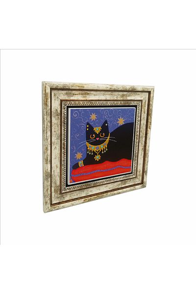 Sadrazam Cat Printed Natural Stone Painting 25X25 Krg-167