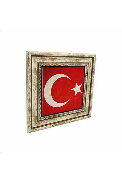 Sadrazam Pictură cu piatră naturală imprimată cu steagul Turciei 25x25 Krt-98