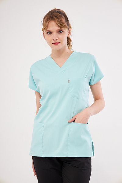 Class Üniforma Topuri cu un singur top verde mentă din lycra pentru asistentă și medic