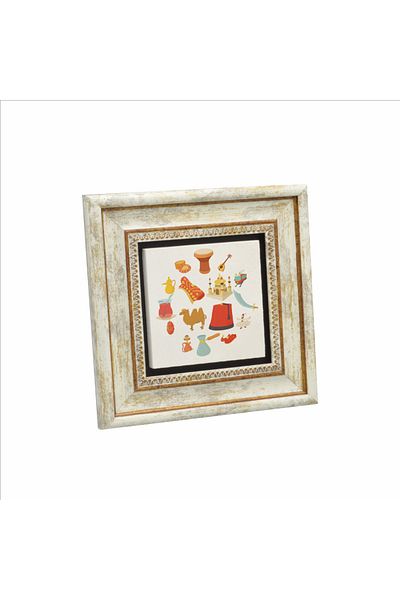 Sadrazam Middle East Symbols Printed Natural Stone Painting 20X20 Krg-74