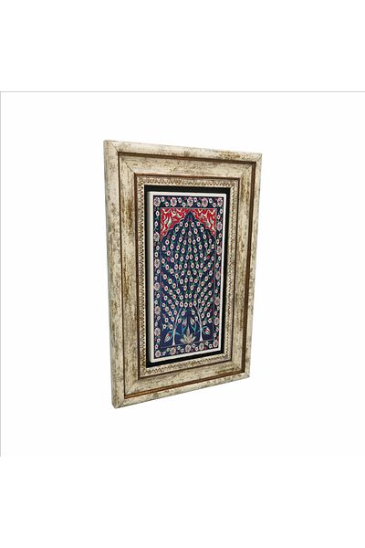 Sadrazam Ottoman Iznik Tile Pattern Printed Natural Stone Painting 20X30 Drt-52