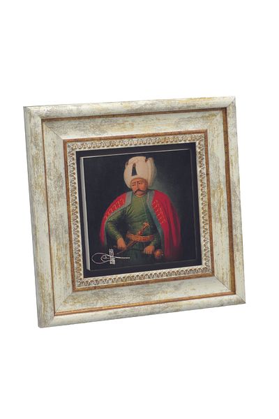 Sadrazam Pictură cu piatră naturală imprimată Yavuz Sultan Selim 20x20 Krt-148