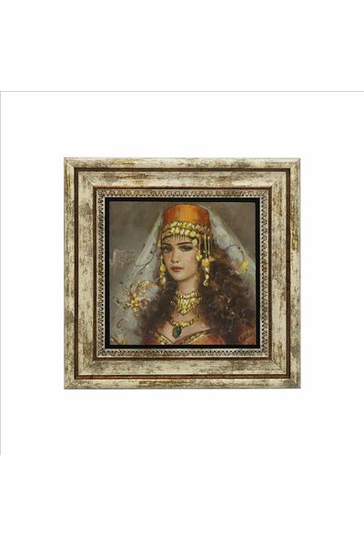 Sadrazam Pictură cu piatră naturală imprimată cu desen de femeie otomană 25x25 Krt-110