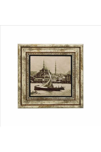 Sadrazam Eminönü New Mosque Pictură imprimată cu piatră naturală 25x25 Krt-41