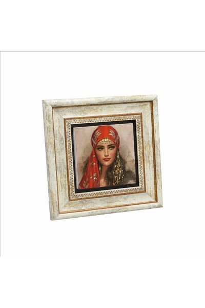 Sadrazam Pictură cu piatră naturală imprimată cu desenul unei femei anatolice 20x20 Krt-112