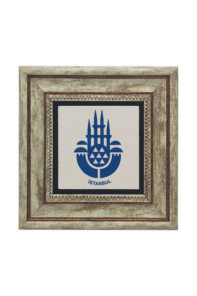 Sadrazam Tablou din piatră naturală imprimată cu emblema Istanbul 20x20 Krt-147
