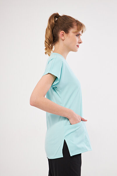 Class Üniforma Tek Üst Mint Yeşili Likralı Hemşire Ve Doktor Forması Üstü Scrubs