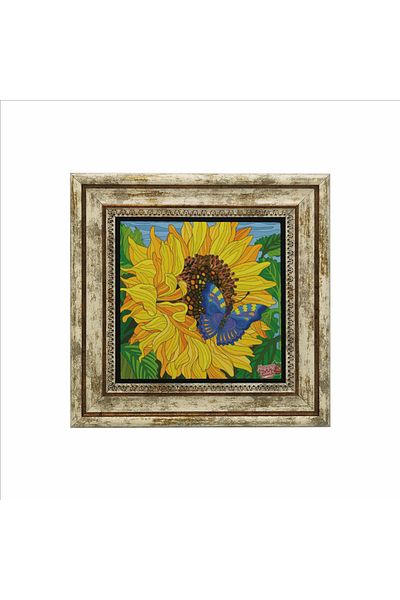 Sadrazam Pictură cu piatră naturală imprimată fluture 25x25 Krg-154