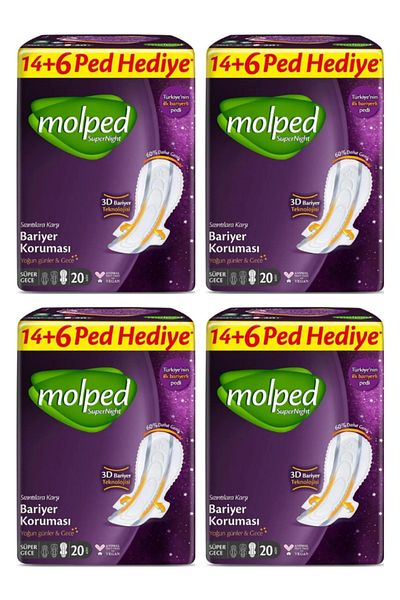 Molped Supernight Super Night Sanitary Pad 20 Pieces x 4 Pieces