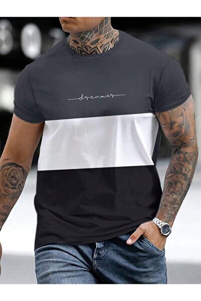 MANCY تي شيرت كبير الحجم للجنسين بطبعة لوس أنجلوس من القطن برقبة دائرية و3 ألوان