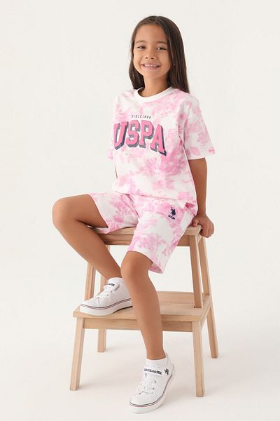 U.S. Polo Assn. Licensed Batik Purple Girl's Bermuda Set