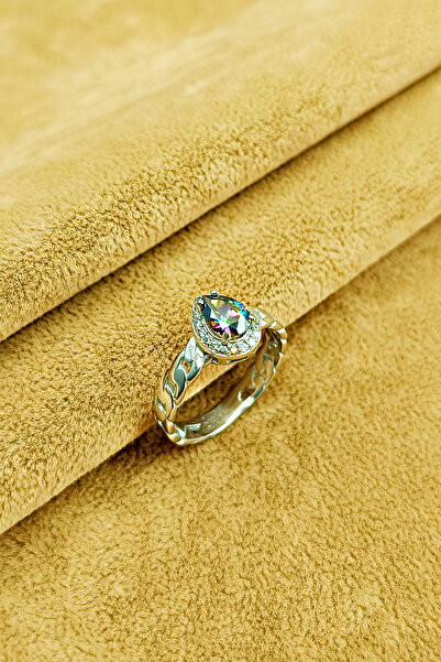 Güzel Gümüşçülük 925 Ayar Gümüş Rodyum Kaplama Nano Zirkon& Mistik Topaz Taşl...