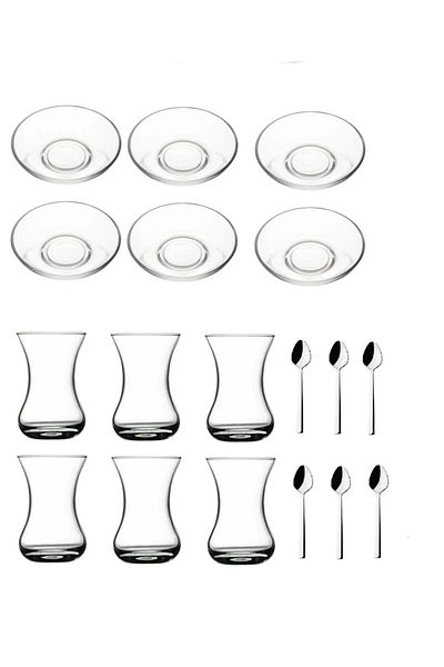 Paşabahçe 18 Piece İncebelli Plain Tea Cup Set