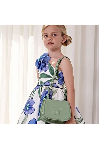 Abel & Lula Abel And Lula Girl's Linen Lavender Dress Ecru L24y5053