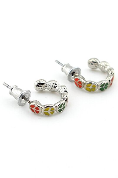 Solfera Colorful Peace Icon Half Hoop Stainless Steel Women Men Earrings ER060